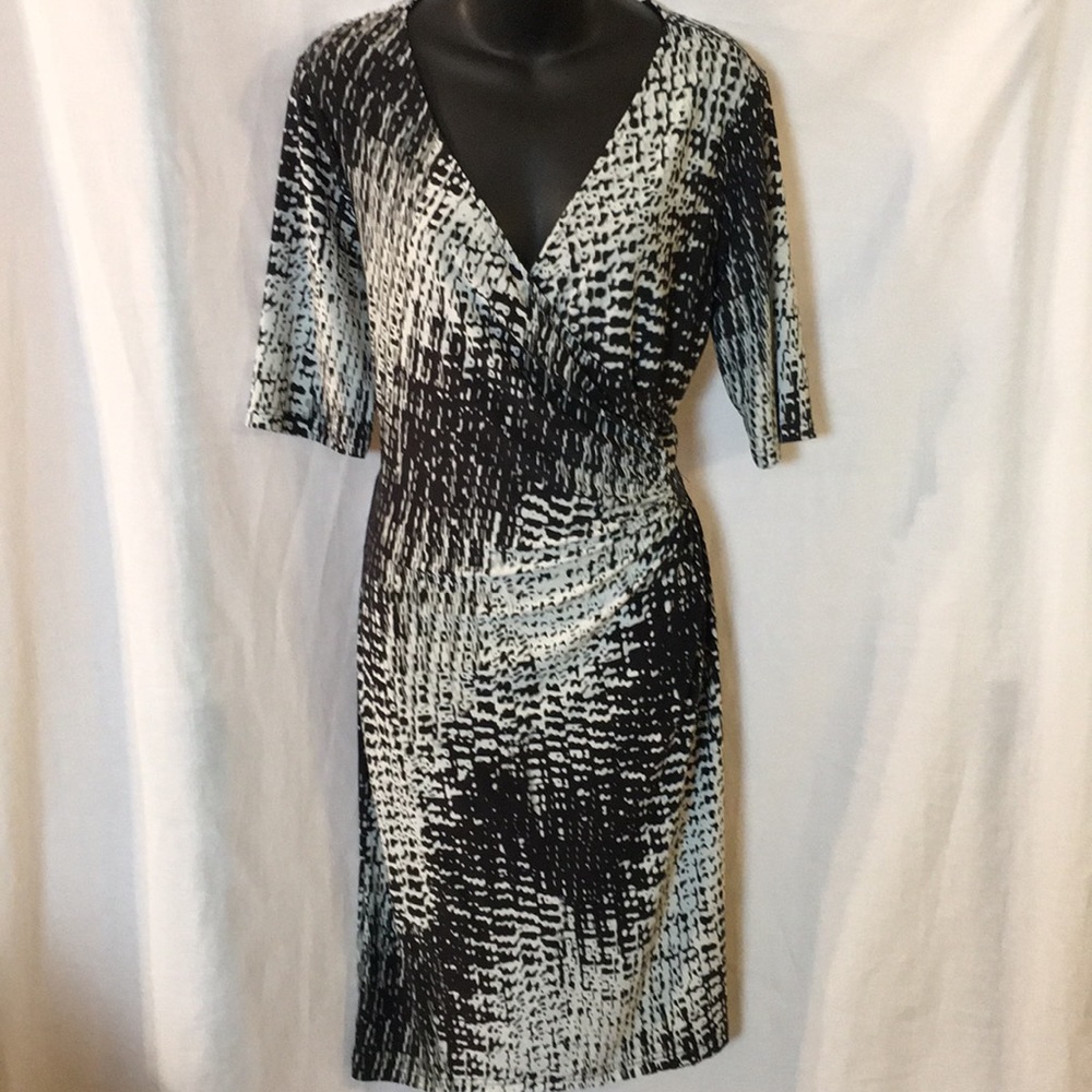 Mlle Gabrielle Black & White Faux Wrap Dress